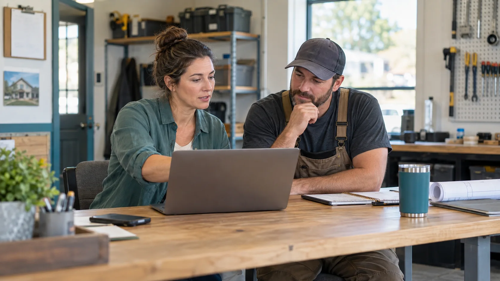 Small service business team reviewing a new customer request
